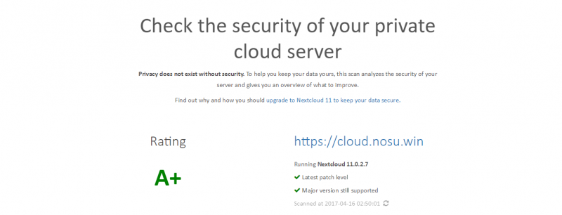 Nextcloud Security Scan Result